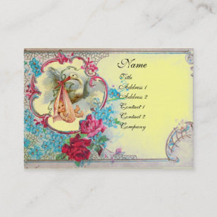 FLORALE OOIEVAAR BABYSPEURDER MET ROZEN MONOGRAM VISITEKAARTJE