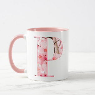 Florale P Initialen Mok Gepersonaliseerde Naam &