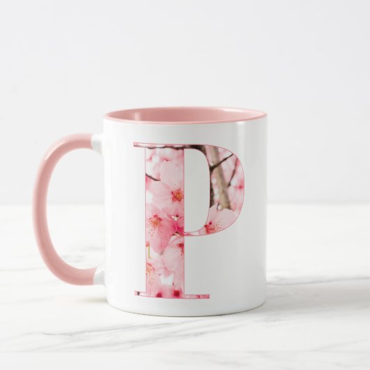 Florale P Initialen Mok | Gepersonaliseerde Naam & (Links)