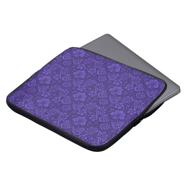 Florale paarse decoratie laptop sleeve (Voorkant top)