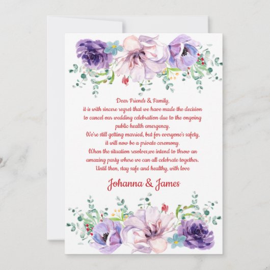 Florale, paarse en lila wijziging van plannen (Achterkant)