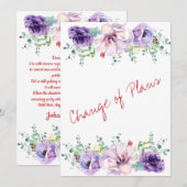 Florale, paarse en lila wijziging van plannen (Voorkant / Achterkant)