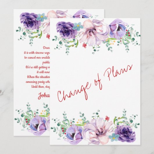 Florale, paarse en lila wijziging van plannen (Voorkant / Achterkant)