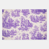 florale paarse toile de jouy inpakpapier vel (Voorkant)