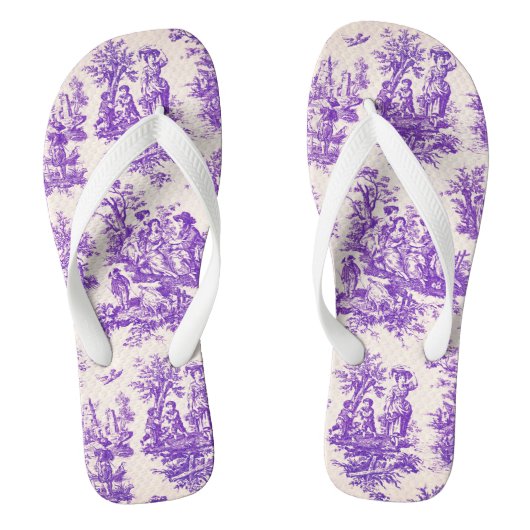  florale paarse toile de jouy teenslippers (Voetbed)