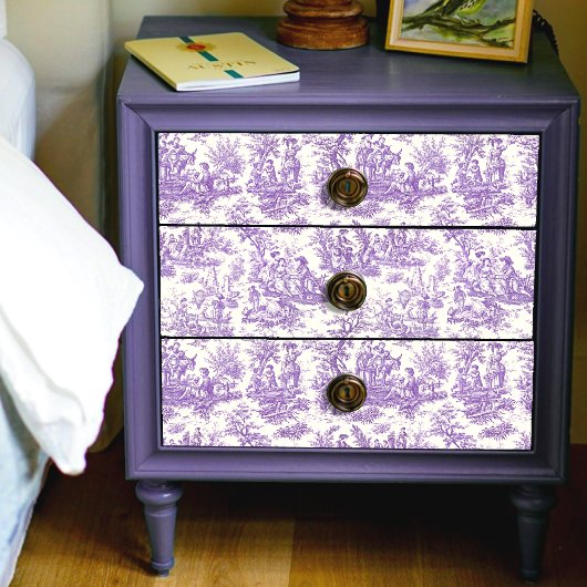 florale paarse toile de jouy tissuepapier