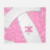 florale paisley veegt schattig roze volleybal fleece deken (Voorkant (Horizontaal))
