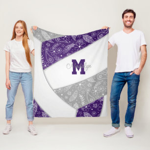 florale paisleyveren paarse grijze volleybal fleece deken