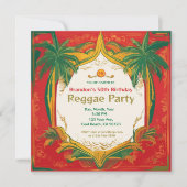 Florale Palmen Aanpasbaar Reggae Feest Kaart (Voorkant)