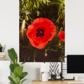 Florale Papaver Dromer – Botanische Fantasie Kunst Poster (Thuiskantoor)