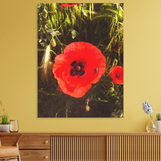 Florale papaver dromer – botanische fantasiekunst canvas afdruk (Insitu (Woonkamer))
