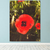 Florale papaver dromer – botanische fantasiekunst canvas afdruk (Insitu (Houten vloer))