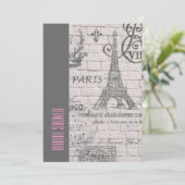 florale paris eiffeltoren vrijgezellenfeest kaart (Staand voorkant)