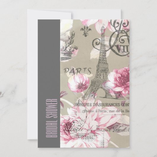 florale paris eiffeltoren vrijgezellenfeest kaart (Voorkant)