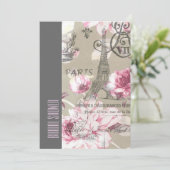 florale paris eiffeltoren vrijgezellenfeest kaart (Staand voorkant)