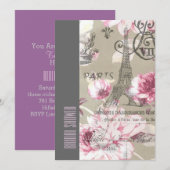 florale paris eiffeltoren vrijgezellenfeest kaart (Voorkant / Achterkant)