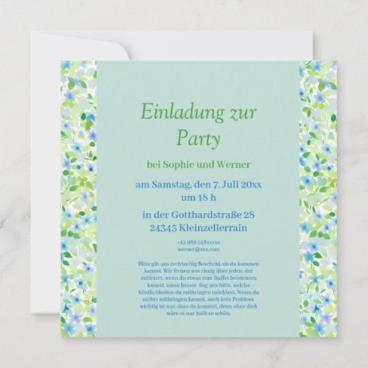 Florale Party in zarten Pastelltönen Kaart (Achterkant)