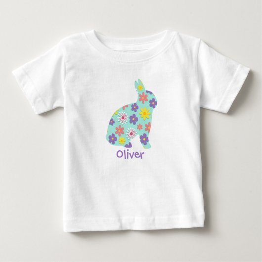 Florale Pasen Konijn Custom Naam T-Shirt (Voorkant)