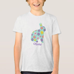 Florale Pasen Konijn Met Naam T-Shirt