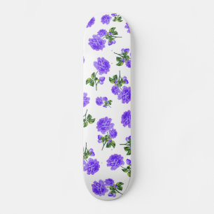 Florale patronen: paarse bloemen op wit skateboard