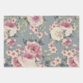 Florale patronen van roze bloemen en Rozen Inpakpapier Vel (Voorkant 3)