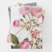 Florale patronen van roze bloemen en Rozen Inpakpapier Vel (In situ)
