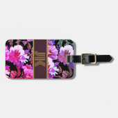  florale patten aangepast monogram personaliseren bagagelabel (Voorkant horizontaal)