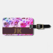  florale patten aangepast monogram personaliseren bagagelabel (Voorkant horizontaal)