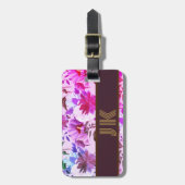  florale patten aangepast monogram personaliseren bagagelabel (Voorkant verticaal)