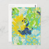 florale pauw briefkaart (Voorkant / Achterkant)