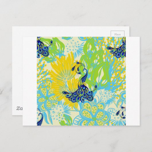 florale pauw briefkaart (Voorkant / Achterkant)