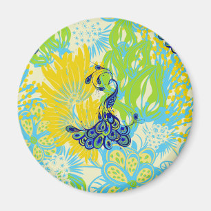 florale pauw magneet