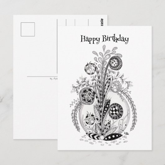 Florale Pflanze im Tangle Design - Briefkaart (Voorkant / Achterkant)