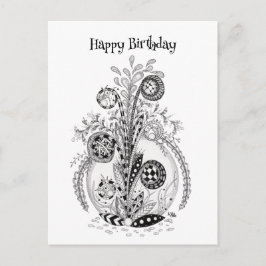 Florale Pflanze im Tangle Design - Briefkaart