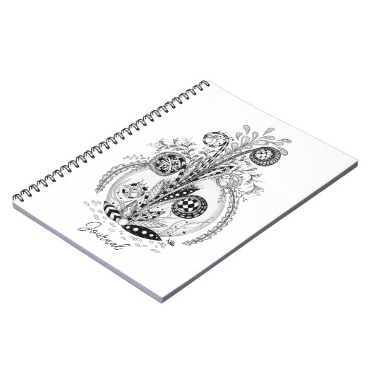 Florale Pflanze im Tangle Design -  Notitieboek (Linkerzijde)