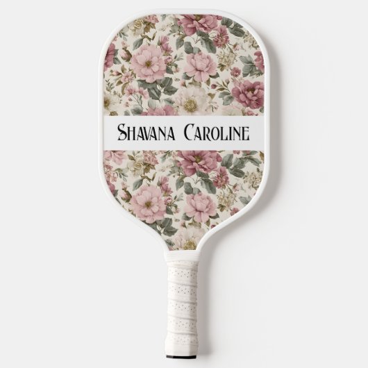 Florale pickleballpaddle - naam gepersonaliseerd pickleball paddle (Achterkant)