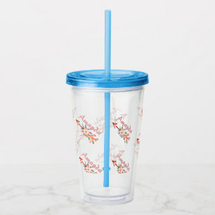 Florale pijlen gepersonaliseerd acryl drinkbeker