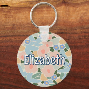 Florale Preppy Meisjes Gepersonaliseerde Schooltas Sleutelhanger