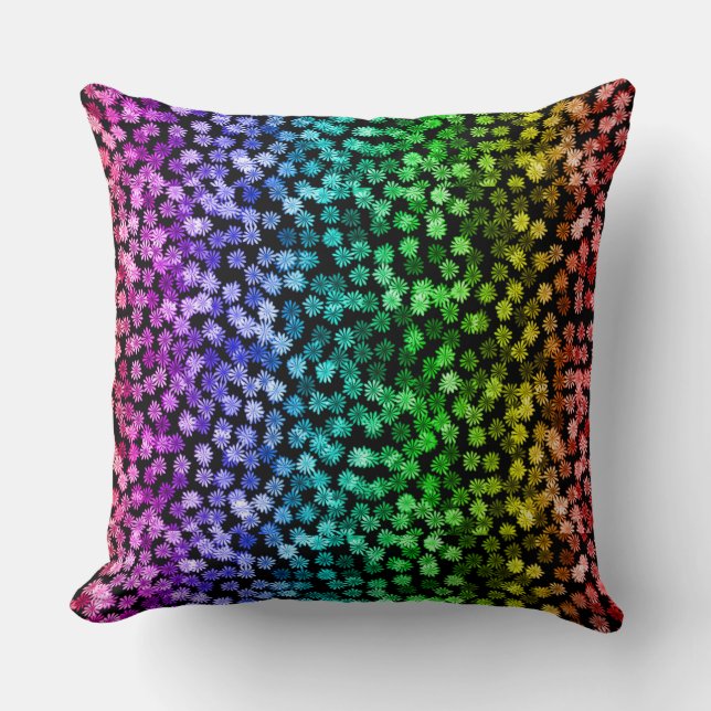 florale pride zwarte regenboogkussen kussen (Voorkant)