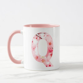 Florale Q Initialen Mok | Gepersonaliseerde Naam &