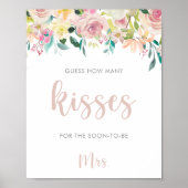 Florale 'Raad Hoeveel Kusjes' Bruiloftsspel  Poster (Voorkant)
