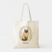 Florale Ragdoll Kat Kader Met Naam Tote Bag (Achterkant)