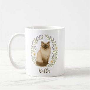 Florale Ragdoll Kat Kader Met Persoonlijke Naam Koffiemok