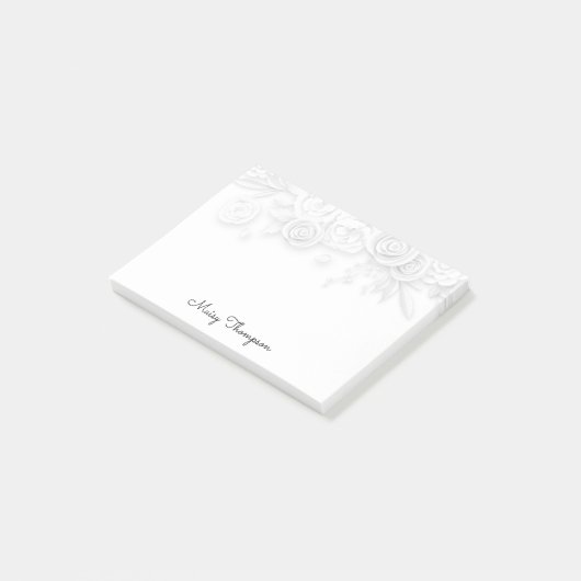 Florale Rand Monogram Naam Post-it® Notes (Schuin)