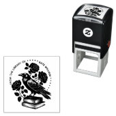 Florale Raven Ex libris zelfinkende stempel (In situ)