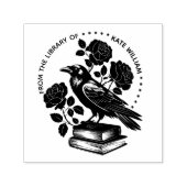 Florale Raven Ex libris zelfinkende stempel (Design)