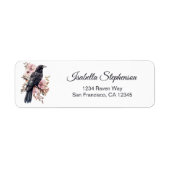 Florale Raven Vogel Retouradres Etiket (Voorkant)