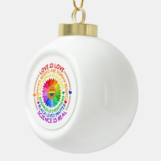 Florale regenboog politieke en sociale standaard keramische bal ornament (Rechts)