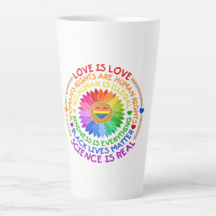 Florale regenboog politieke en sociale standaard latte mok