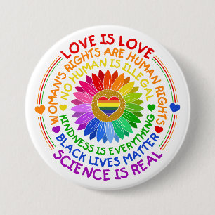 Florale regenboog politieke en sociale standaard ronde button 7,6 cm